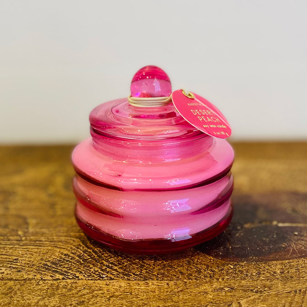 Desert Peach Pink Glass 3 oz Candle
