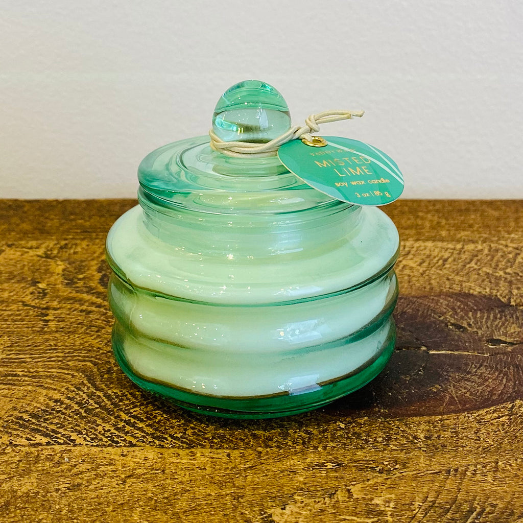 Misted Lime Teal Glass 3 oz Candle