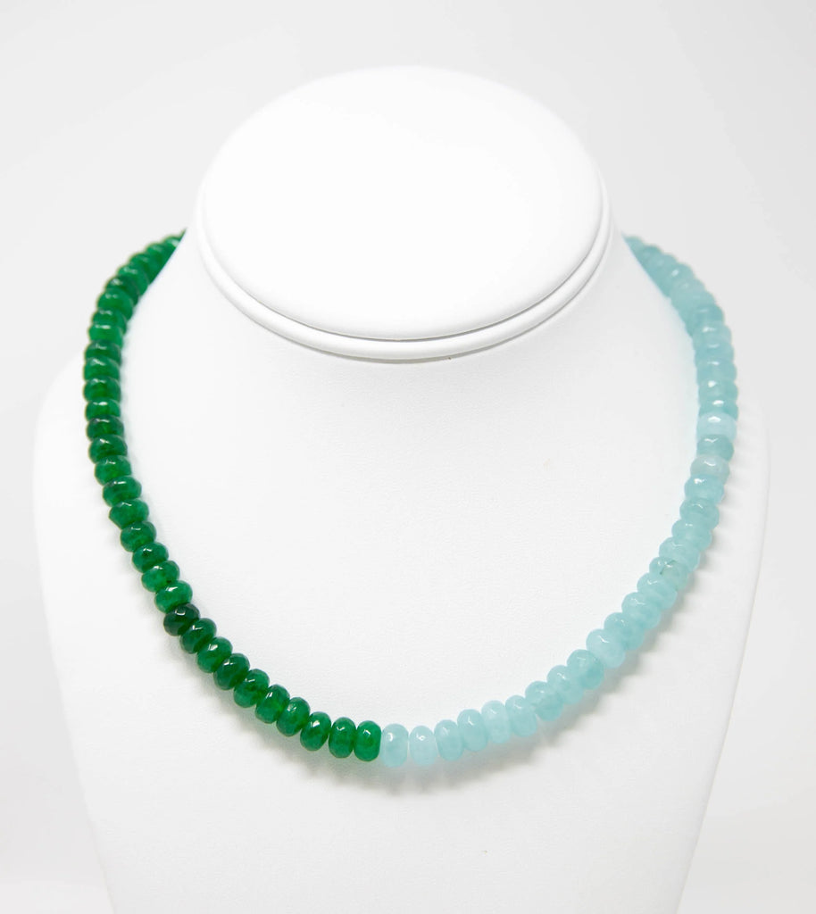 Green and Sky Glass Stone Necklace