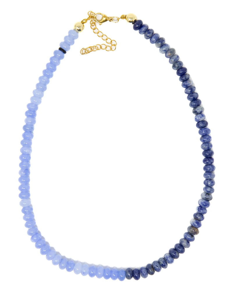 Periwinkle and Demin Blue Glass Stone Necklace