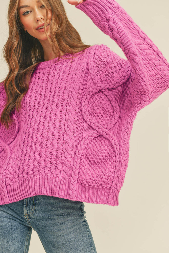 Mixed Braided Cableknit Sweater