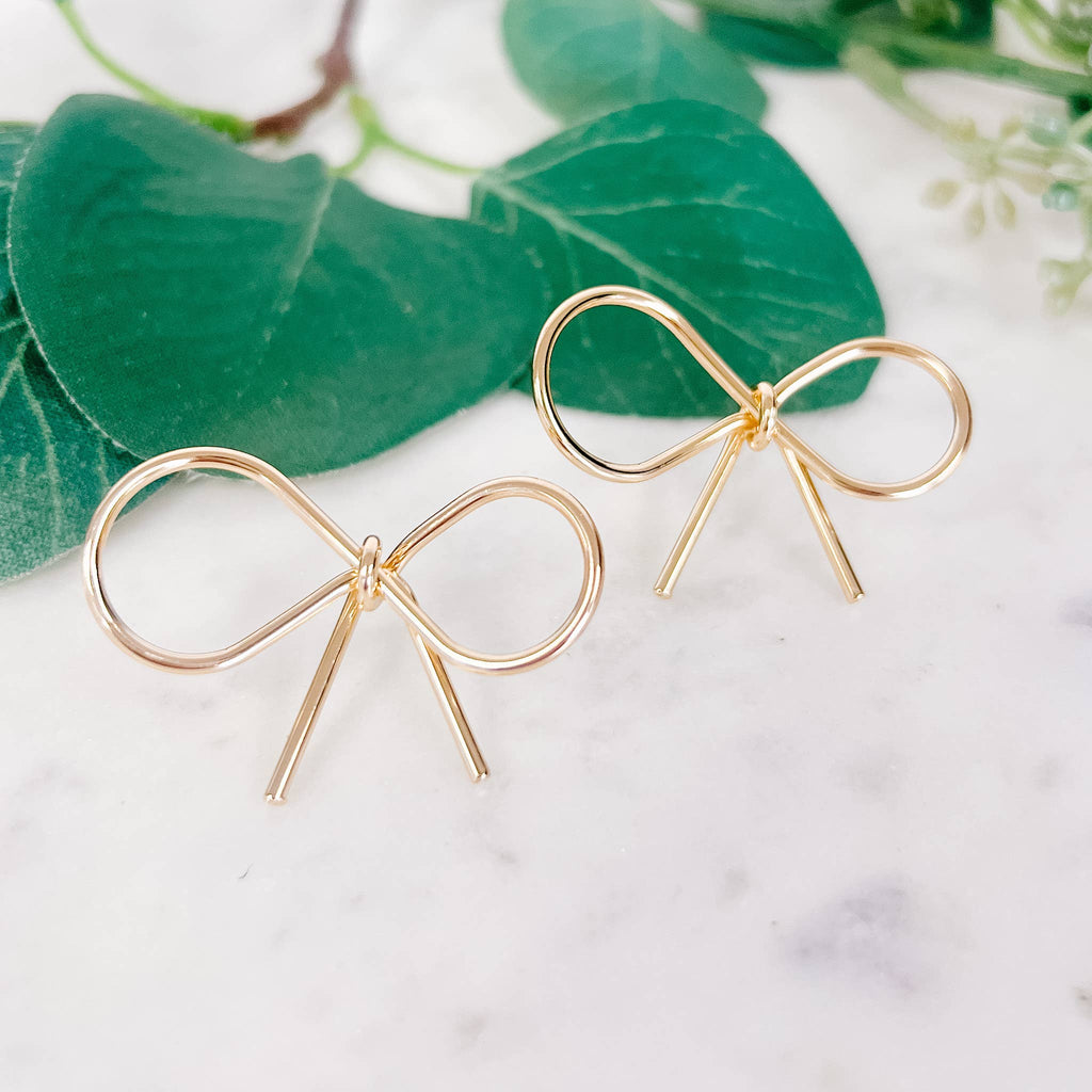 Gold Bow Stud Earrings