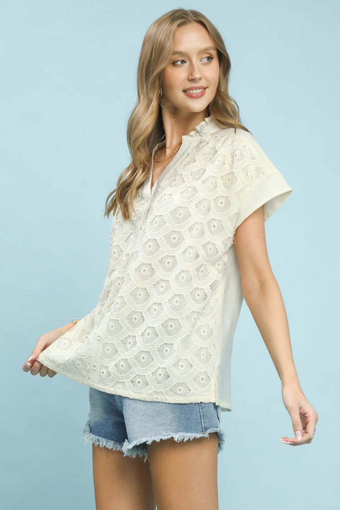 Blossom Ecru Lace Button-Front Top | Shop Ironic