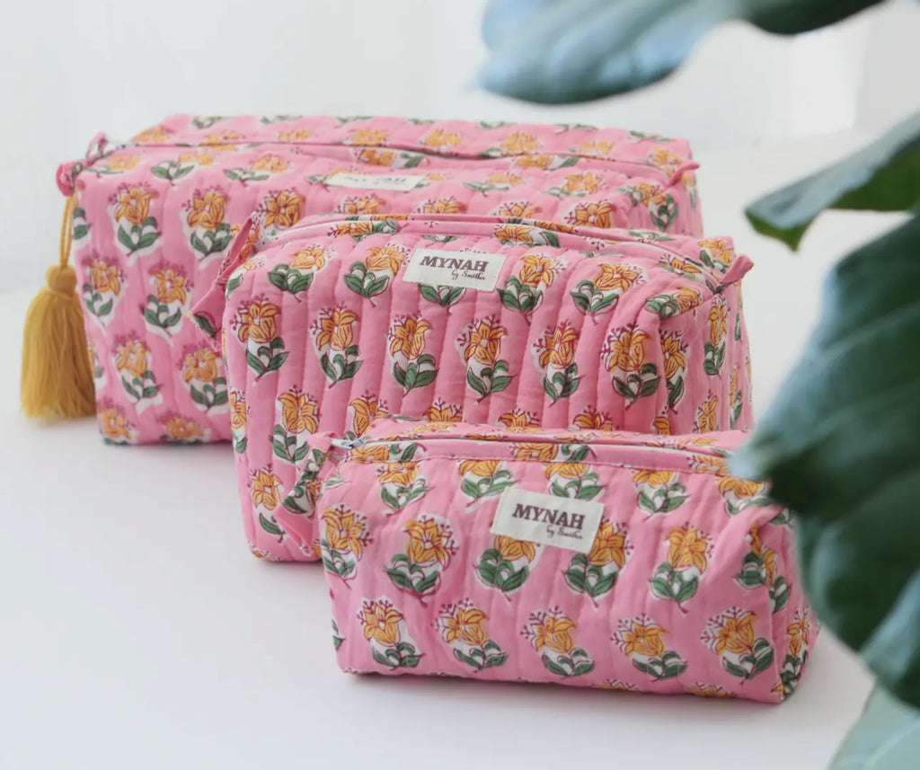 Small Bubblegum Quilted Travel/Makeup/Organizer/Bag