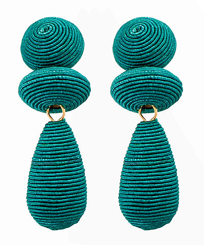 Teal Thread Drop Earrings