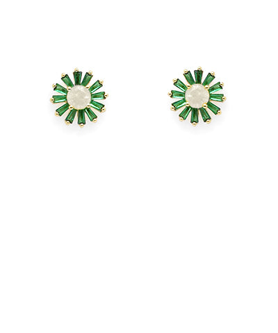 Emerald Flower Studs