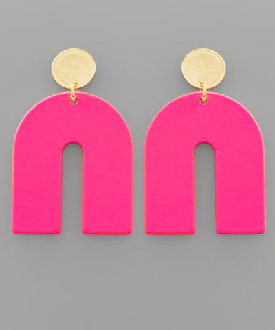 Hot Pink Arch Drop Earrings