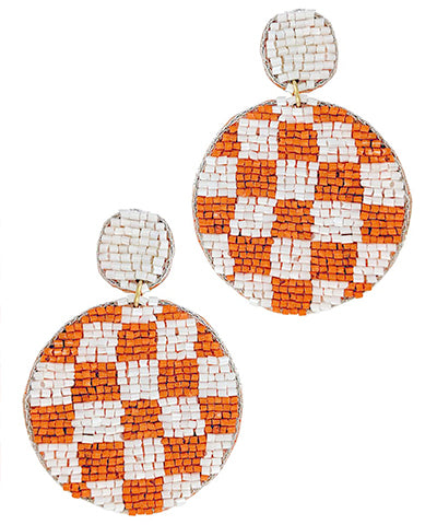 Beaded Checkerboard Earrings