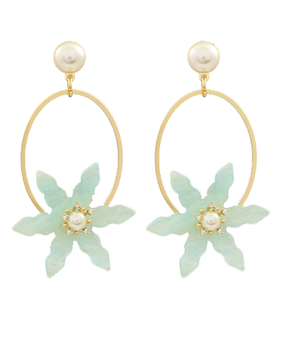 Mint Petal & Pearl Bud Earrings