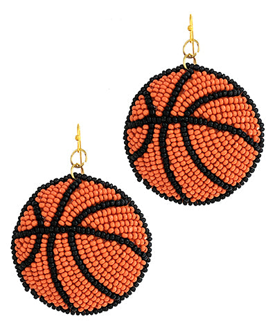 Seed Bead Basketball Drop Earrings