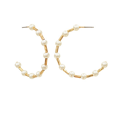 Small Pearl Hoops