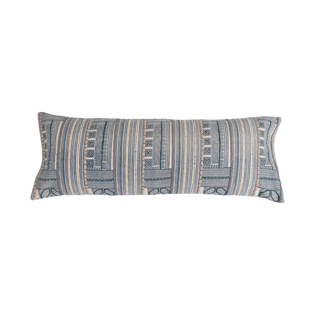 40" x 14" Cotton Printed Oversized Lumbar Pillow with Embroidery