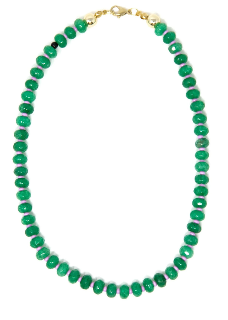 Emerald Green Glass Stone Necklace